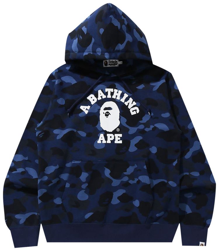 BAPE Online Exclusive Color Camo College Pullover Hoodie Navy