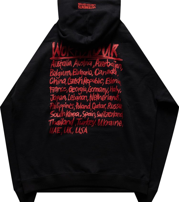 Vetements World Tour Logo Hoodie BlackRed