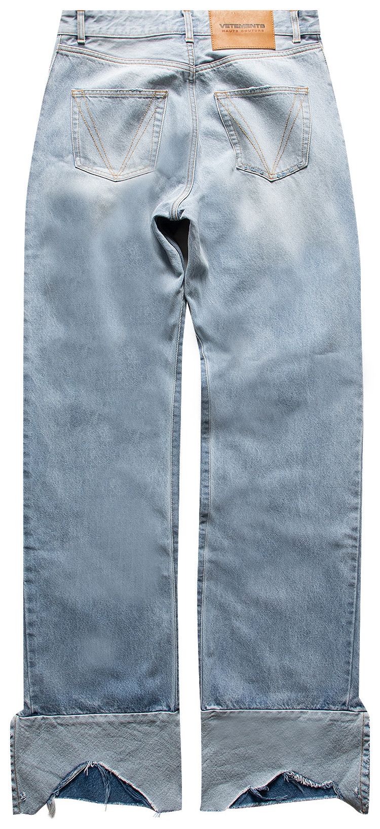 Vetements Wide Leg Destroyed Cut Up Denim Blue