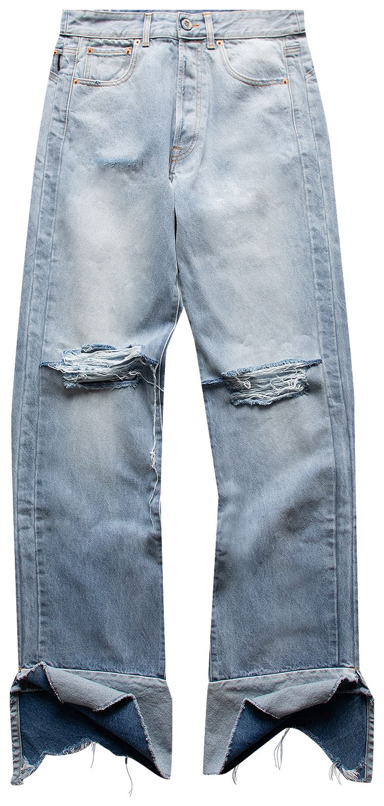 Vetements Wide Leg Destroyed Cut Up Denim Blue