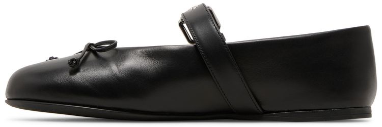 Miu Miu Wmns Leather Buckled Ballerinas Black
