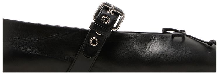 Miu Miu Wmns Leather Buckled Ballerinas Black
