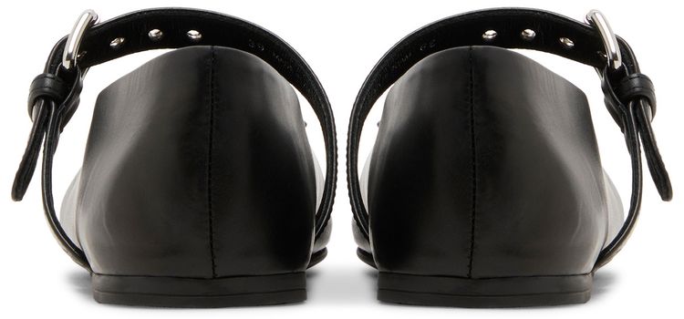 Miu Miu Wmns Leather Buckled Ballerinas Black