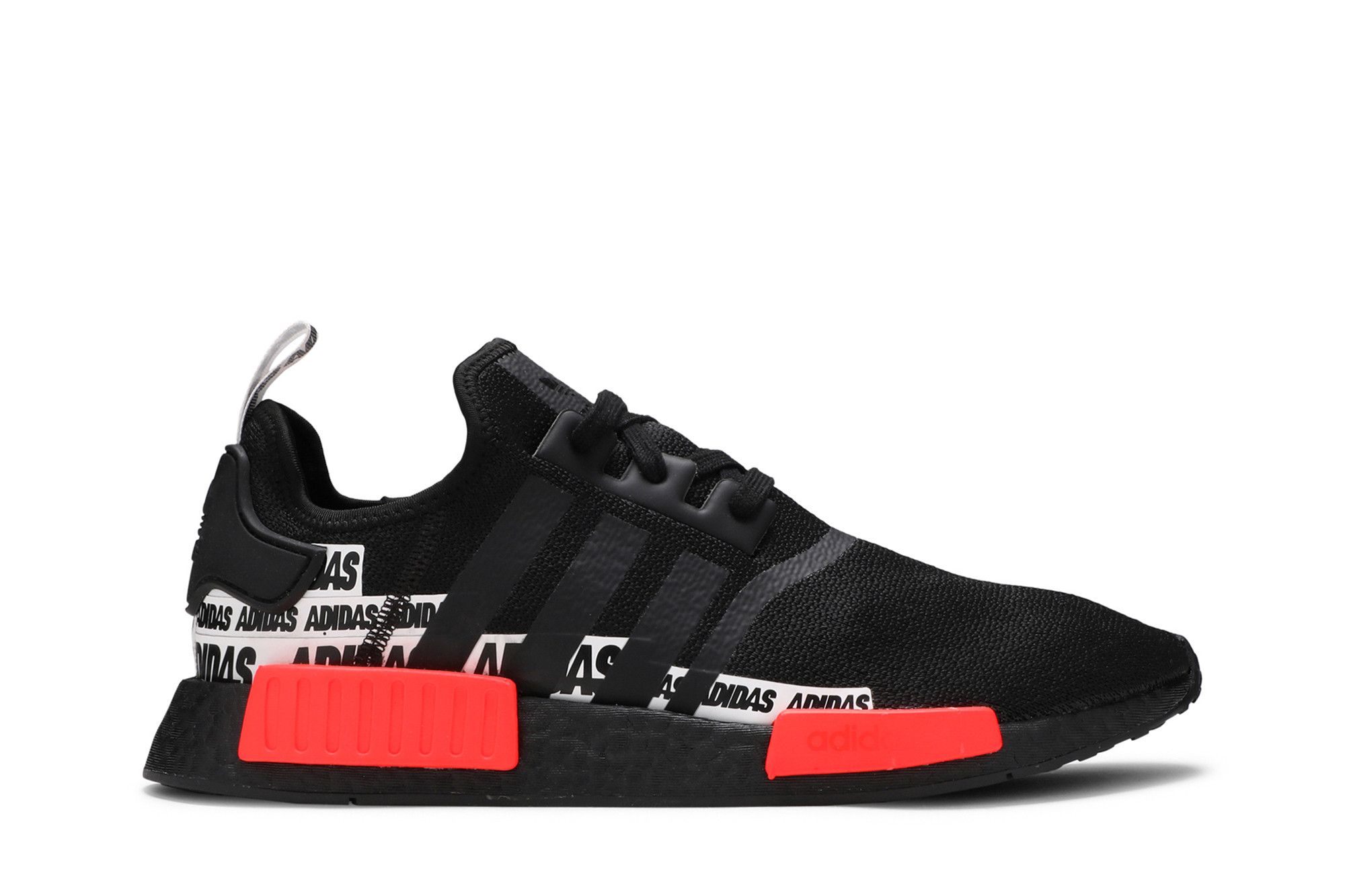 Buy NMD R1 Wordmark Heel Stripe Black Solar Red FX6794 GOAT