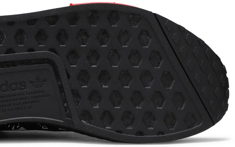 Adidas NMD R1 Wordmark Heel Stripe   Black Solar Red