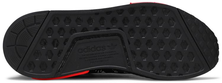 Adidas NMD R1 Wordmark Heel Stripe   Black Solar Red