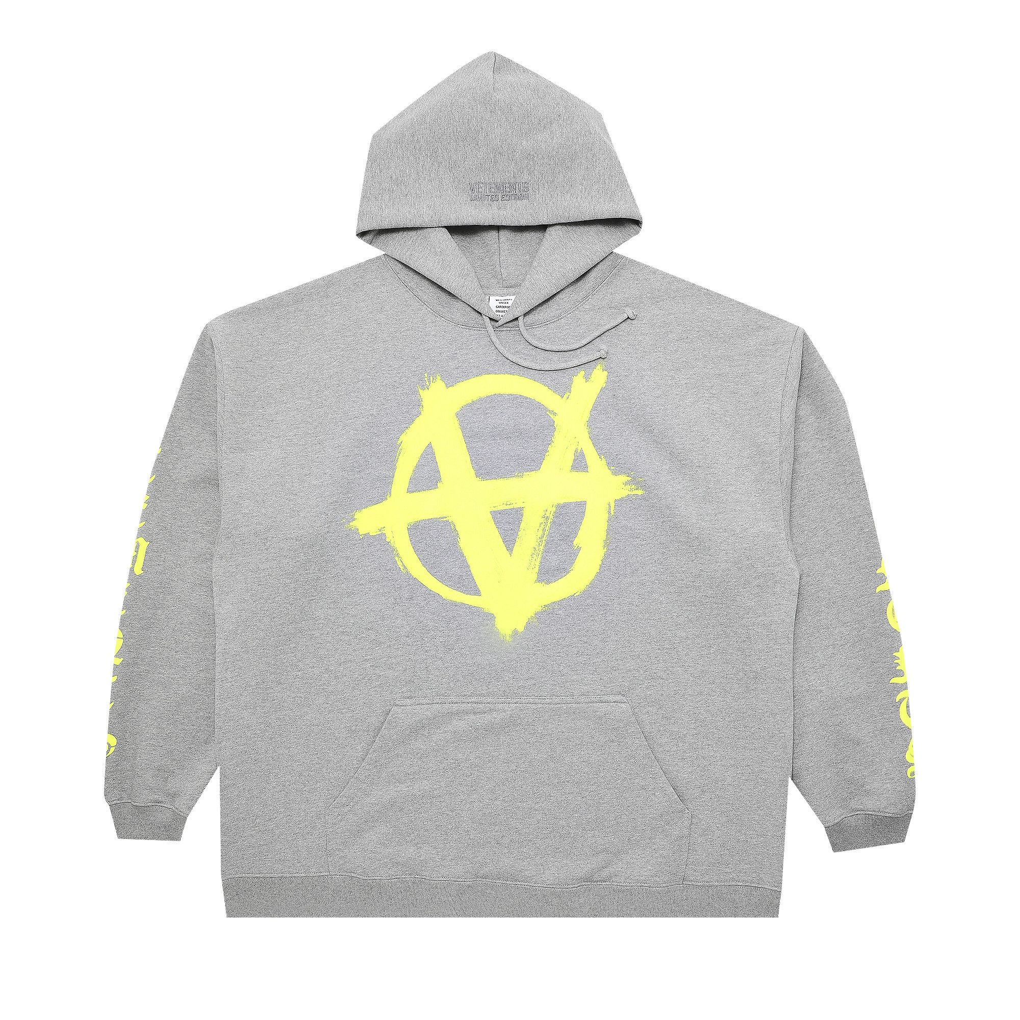 再入荷アイテム Vetements Buy Double Melange/Neon 'Grey Hoodie Logo Anarchy トップス