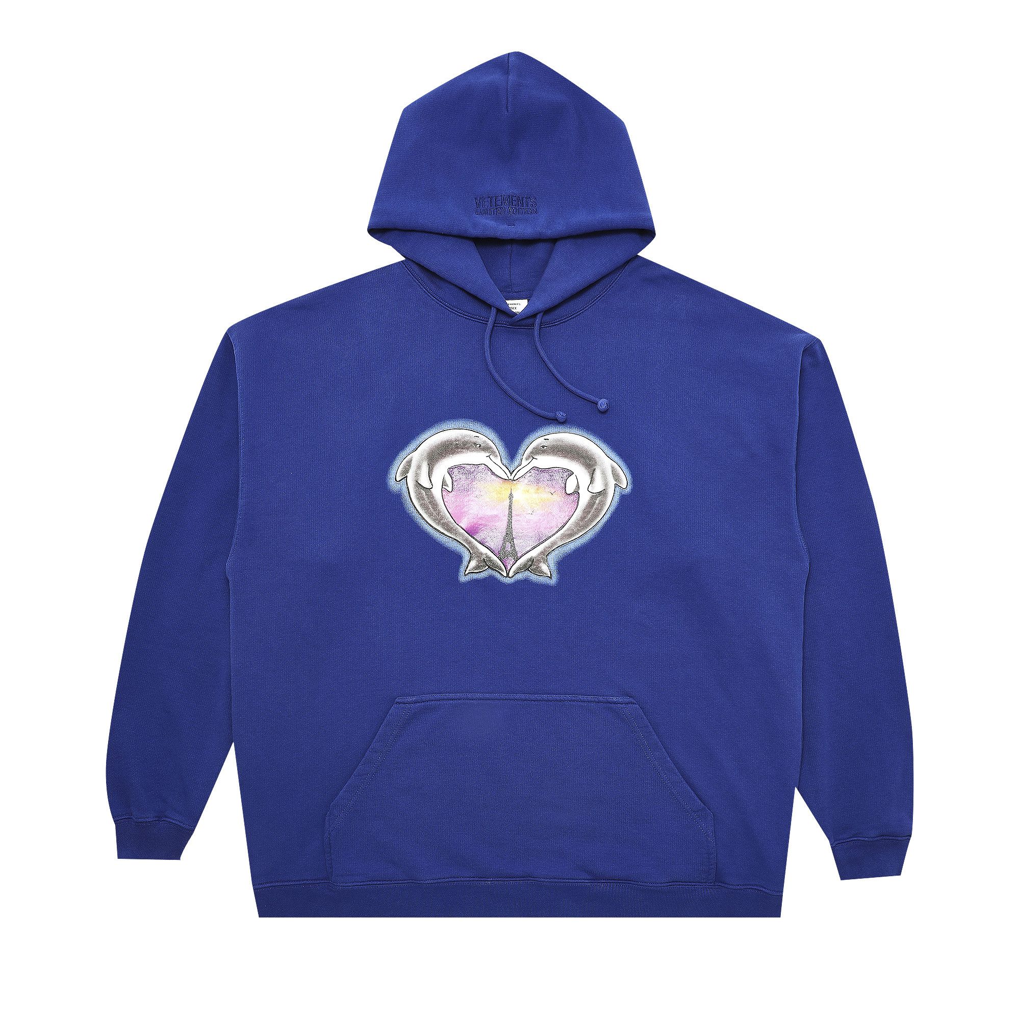有名な高級ブランド Heart Dolphins Vetements Buy Logo Blue 'Royal Hoodie トップス