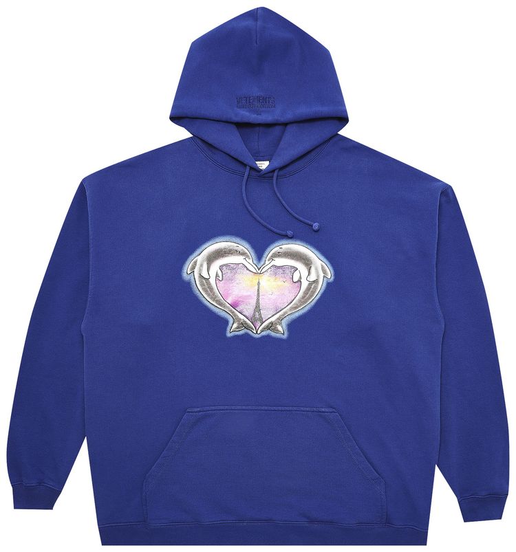 Vetements Dolphins Heart Logo Hoodie Royal Blue