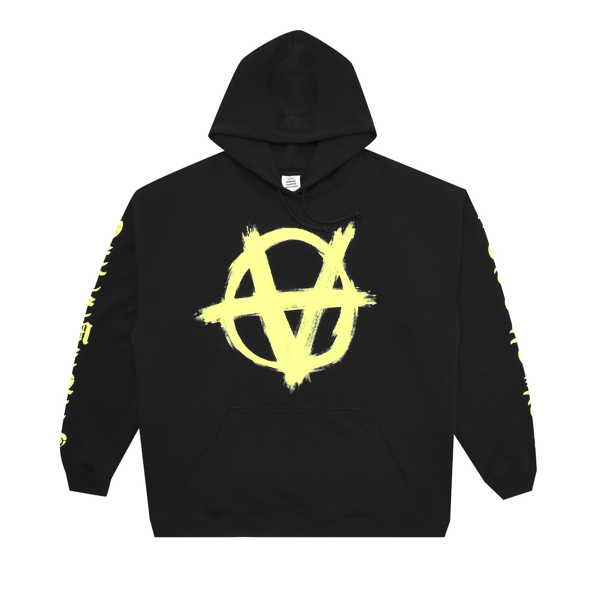 Buy Vetements Double Anarchy Logo Hoodie Black Neon Yellow UA52TR830Y BLAC GOAT UK