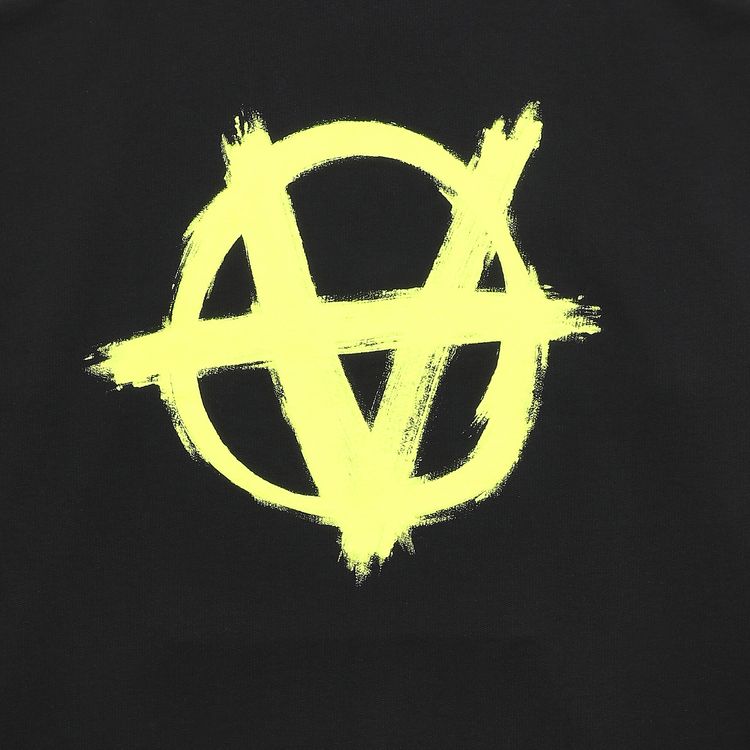 Vetements Double Anarchy Logo Hoodie BlackNeon Yellow