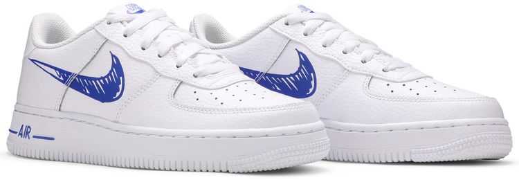 Nike Air Force 1 Low GS Doodle Swoosh   White Racer Blue