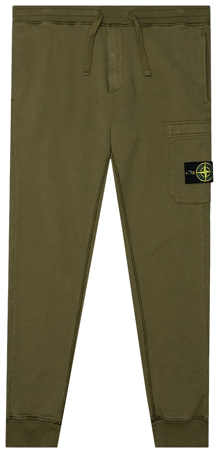 Stone Island Cotton Fleece Joggers Olive
