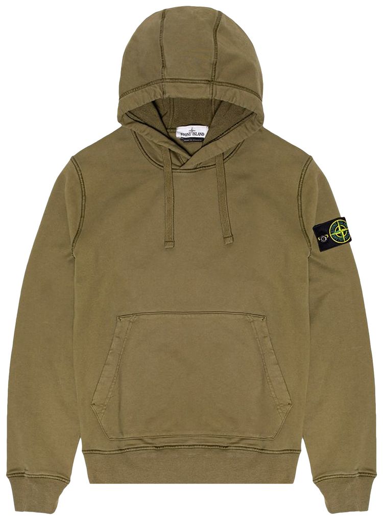 Stone Island Garment Dyed Hoodie Olive