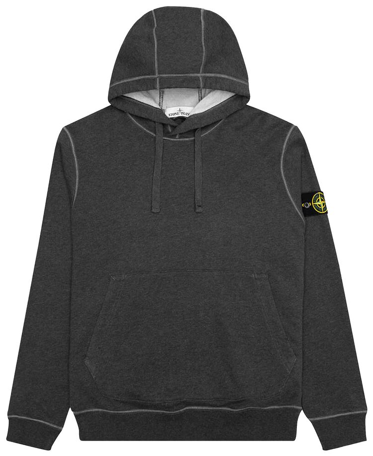 Stone Island Garment Dyed Hoodie Melange Dark Grey