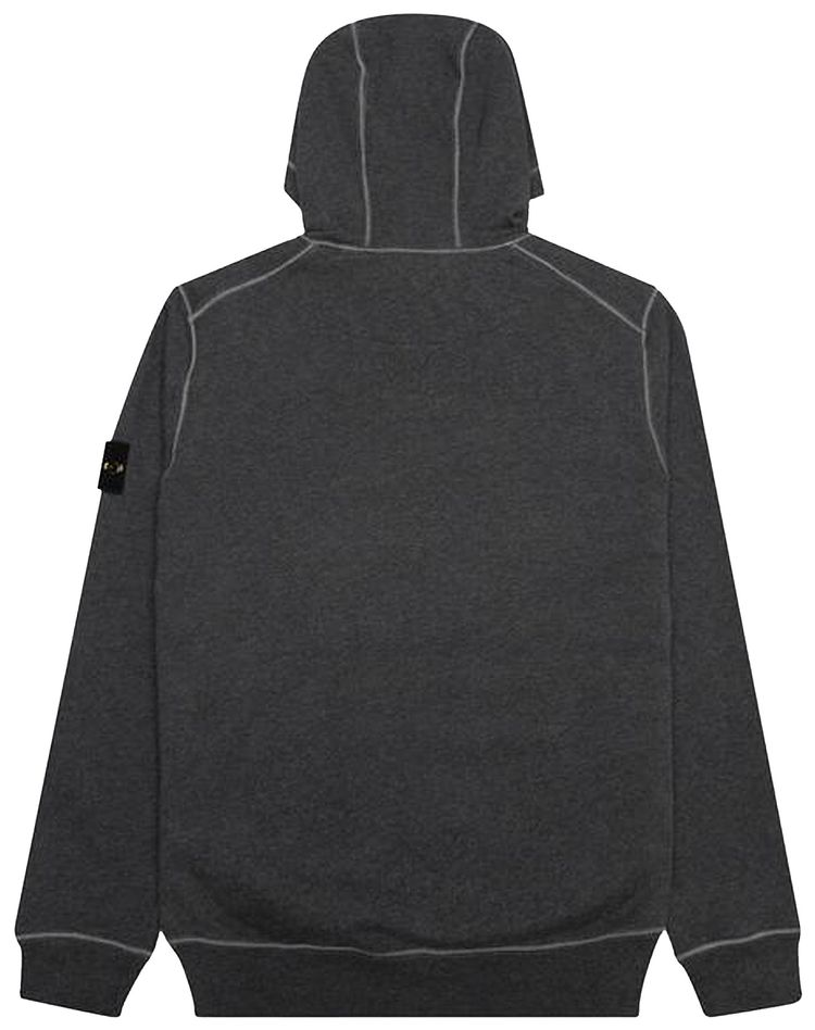 Stone Island Garment Dyed Hoodie Melange Dark Grey