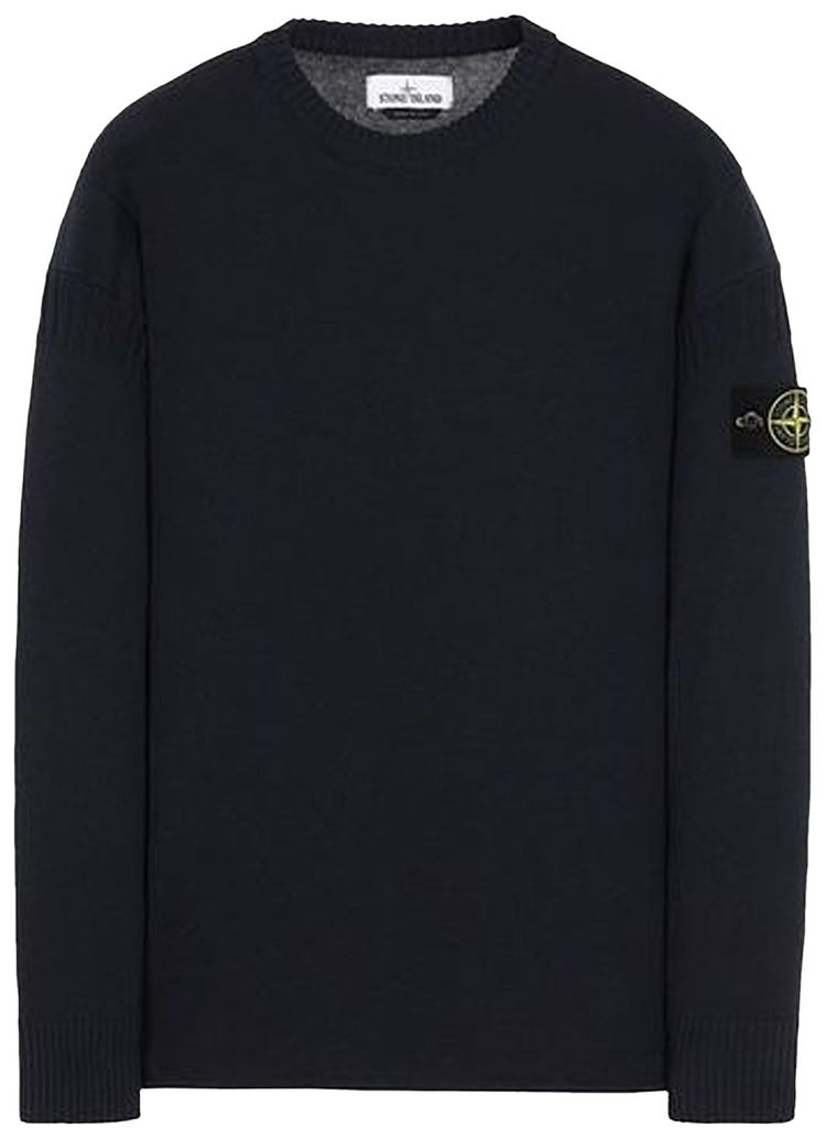 Stone Island Logo Patch Crewneck Sweater Navy