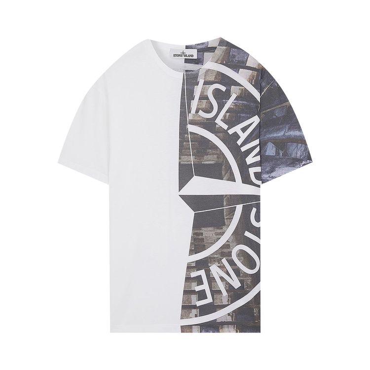 Stone Island Logo Printed T Shirt White