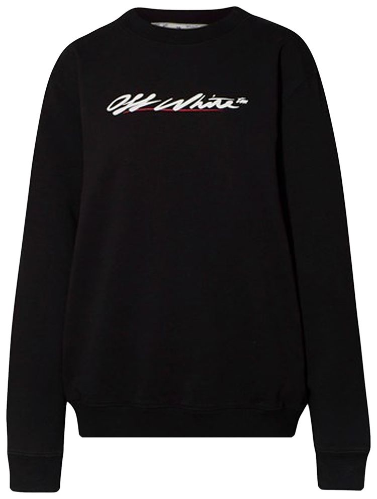 Off White New Script Logo Reg Crewneck BlackWhite