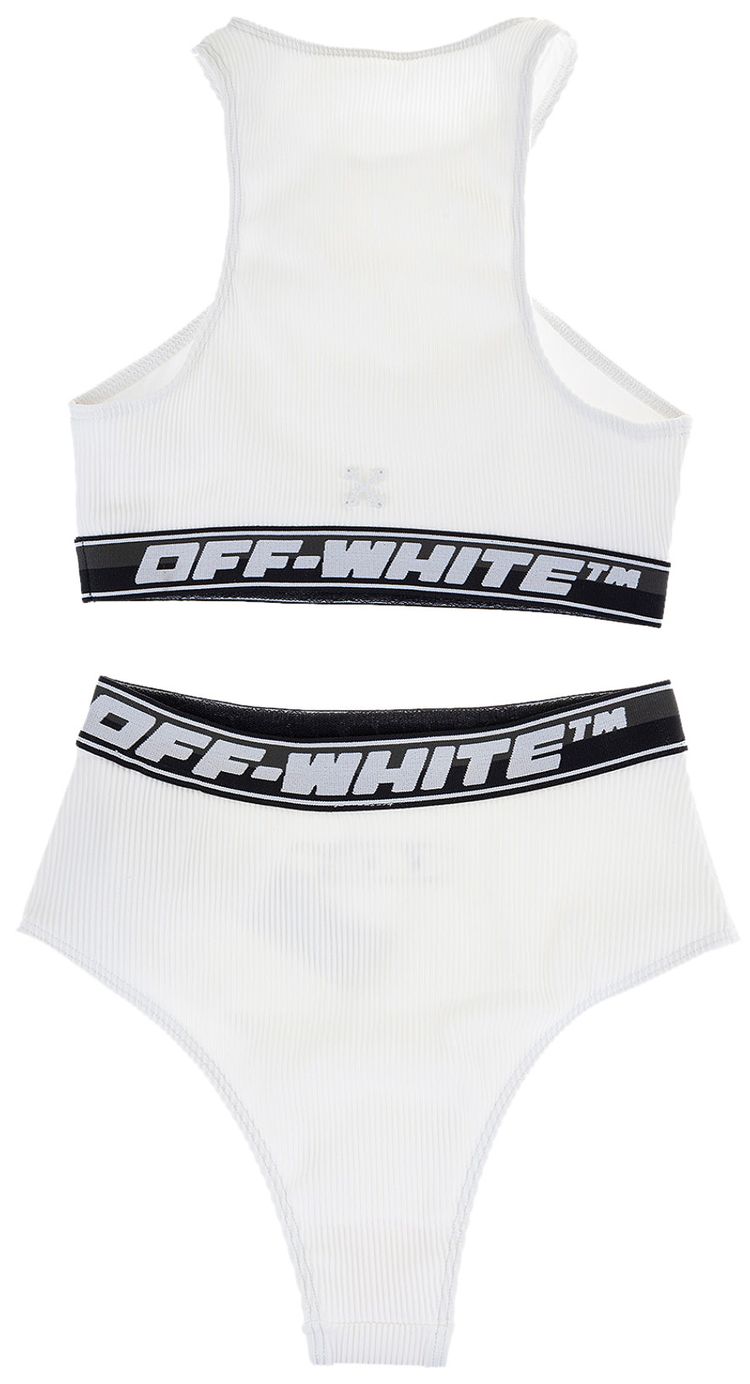 Off White Logo Bikini White