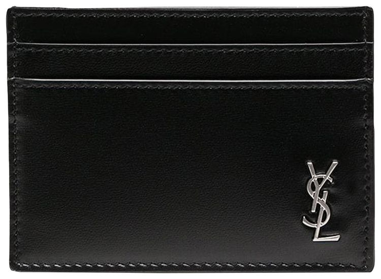 Saint Laurent Logo Plaque Cardholder Nero