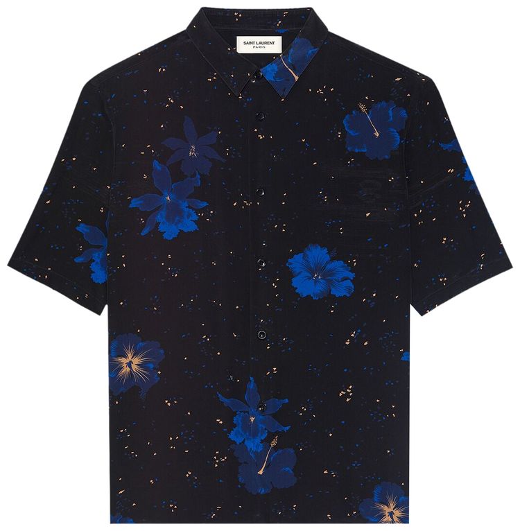Saint Laurent Floral Speckled Shirt Noir