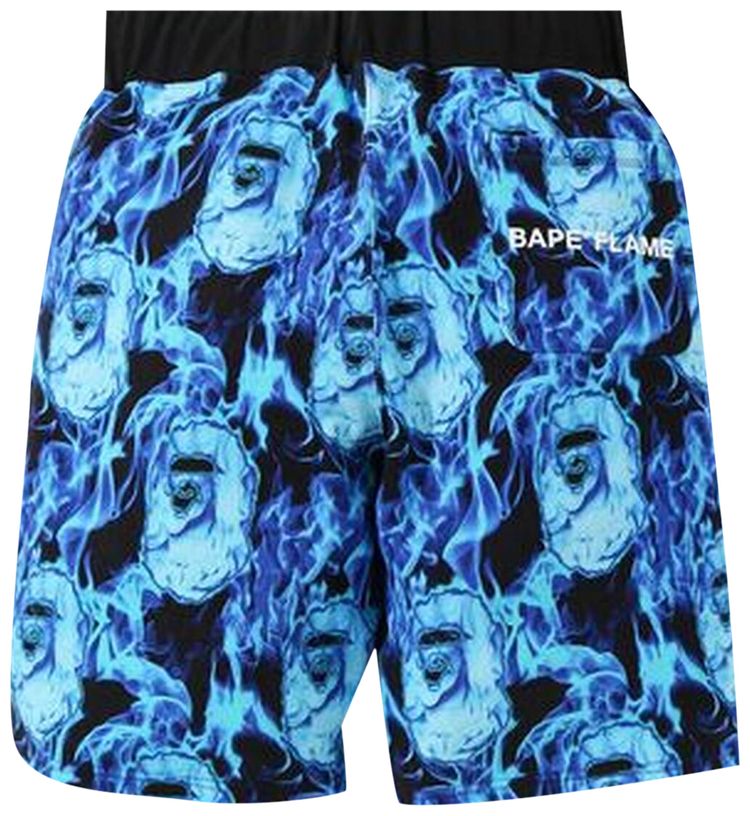 BAPE Flame Wide Sweat Shorts Sax