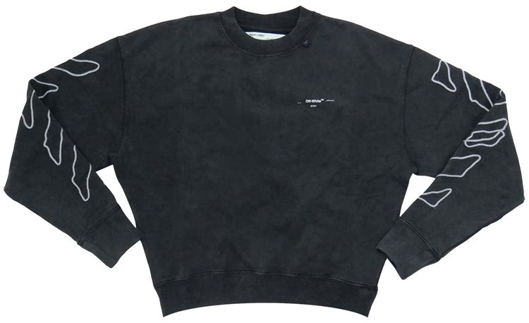 Off White Abstract Arrows Over Crewneck Black  White