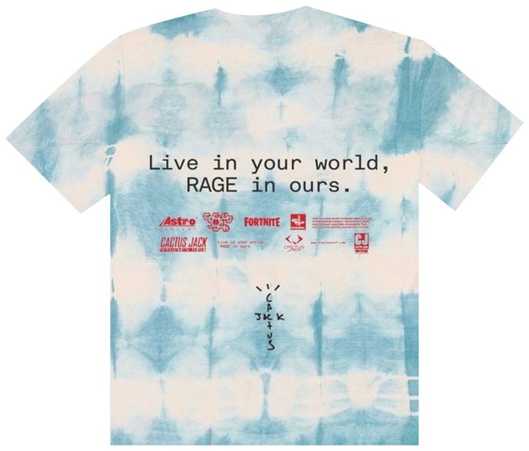 Cactus Jack by Travis Scott x PlayStation The Scotts World Tie Dye T Shirt BlueWhite