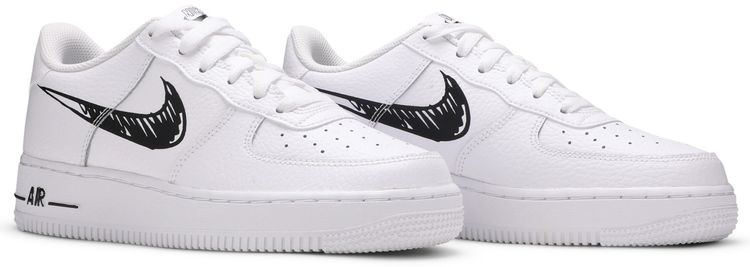 Nike Air Force 1 Low GS Doodle Swoosh White Black