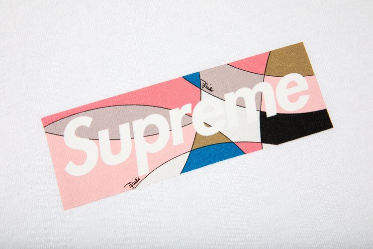 Supreme x Emilio Pucci Box Logo Tee WhiteDusty Pink