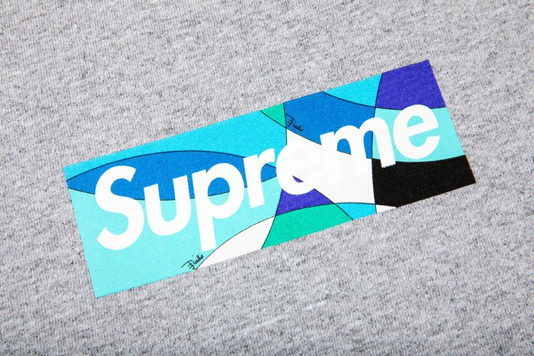 Supreme x Emilio Pucci Box Logo Tee Heather GreyBlue