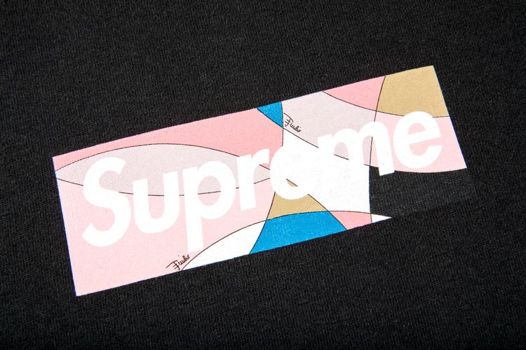 Supreme x Emilio Pucci Box Logo Tee BlackDusty Pink
