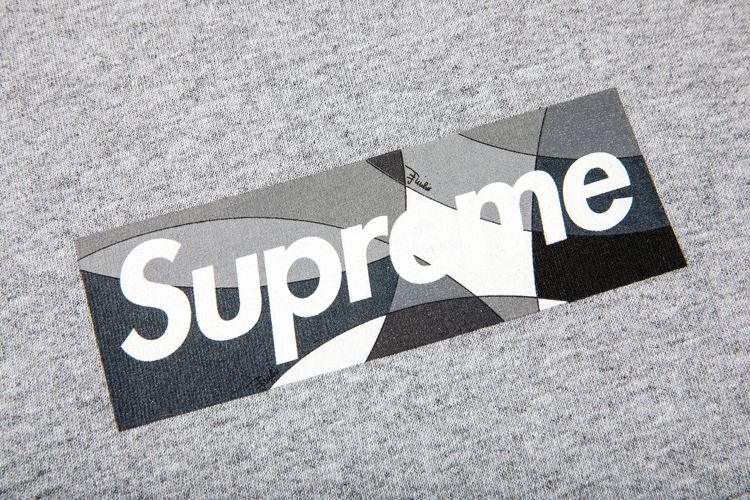 Supreme x Emilio Pucci Box Logo Tee Heather GreyBlack
