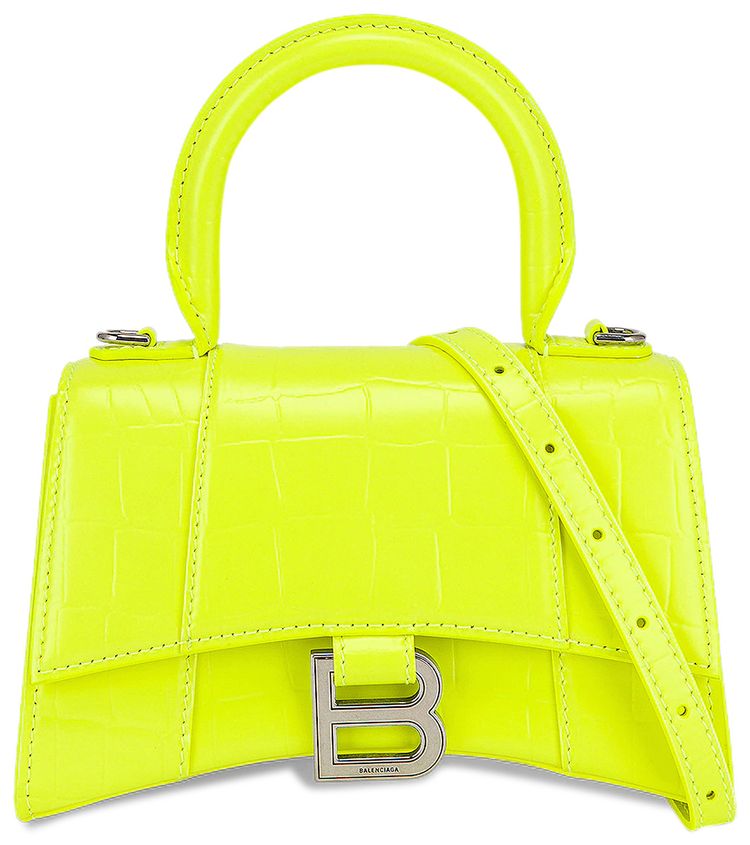 Balenciaga XS Hourglass Top Handle Bag Fluorescent Yellow