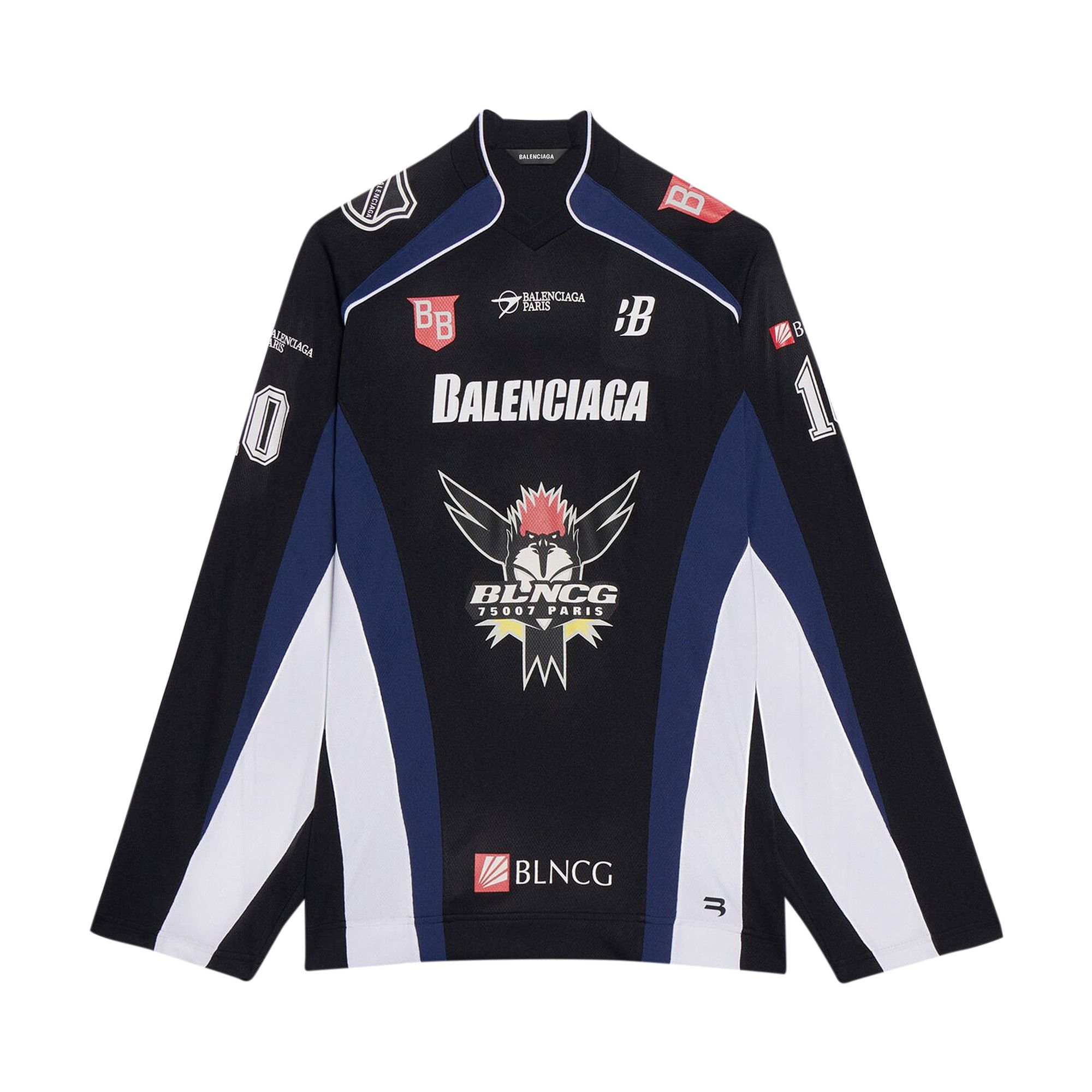 Buy Balenciaga Long-Sleeve Hockey Shirt 'Black/Ink/White' - 657105
