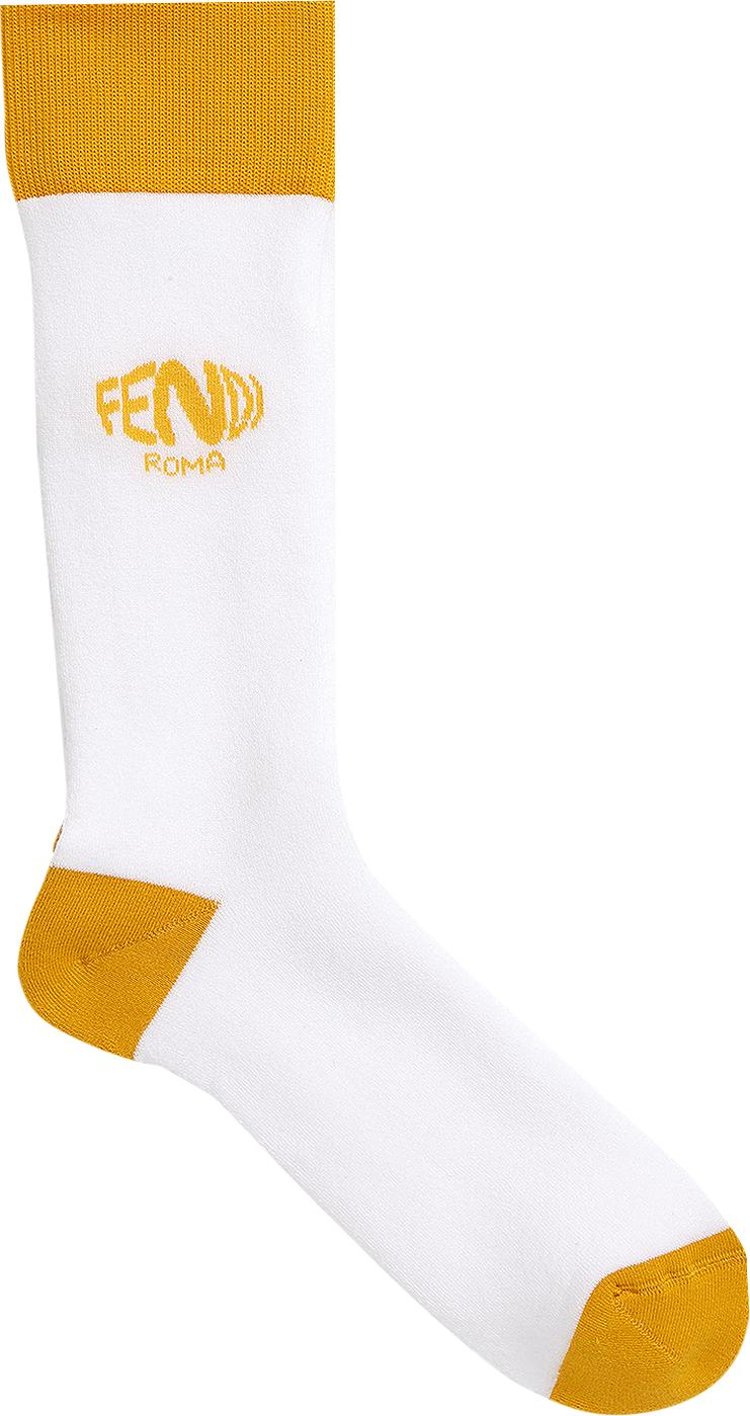 Fendi x Sarah Coleman Fisheye Logo Socks YellowWhite