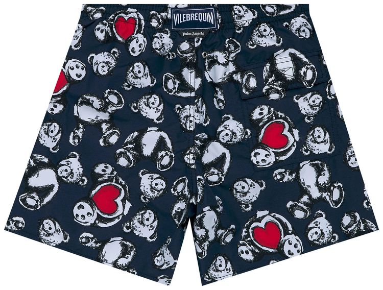 Palm Angels x Vilebrequin Bear Print Swimshorts BlueWhite