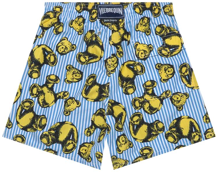 Palm Angels x Vilebrequin Bear Print Swimshorts Light Blue