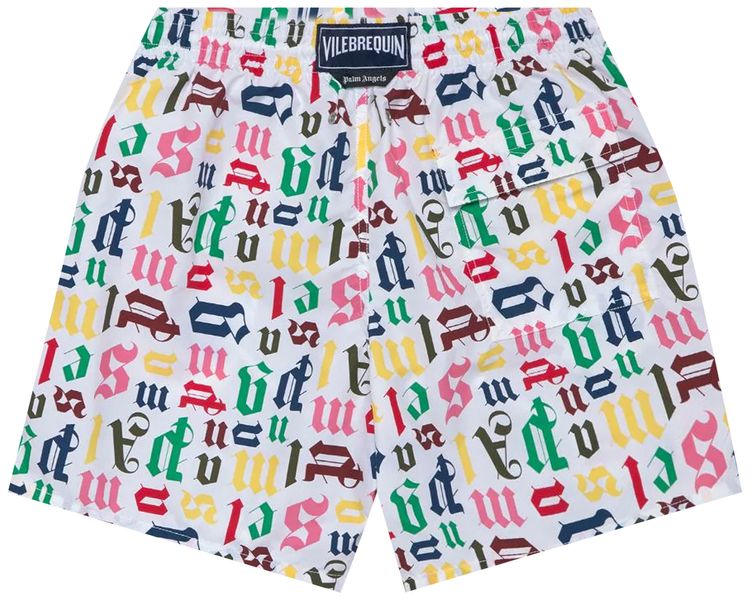 Palm Angels x Vilebrequin All Over Logo Swimshorts WhiteMulticolor