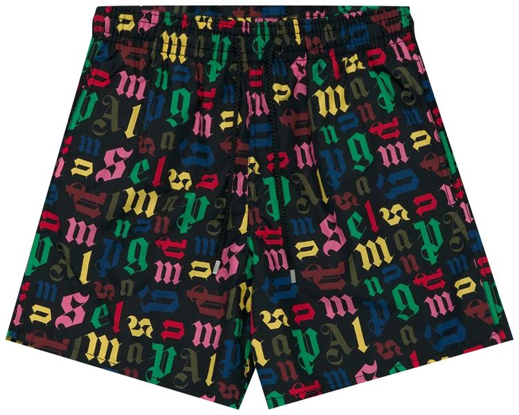 Palm Angels x Vilebrequin All Over Logo Swimshorts BlackMulticolor
