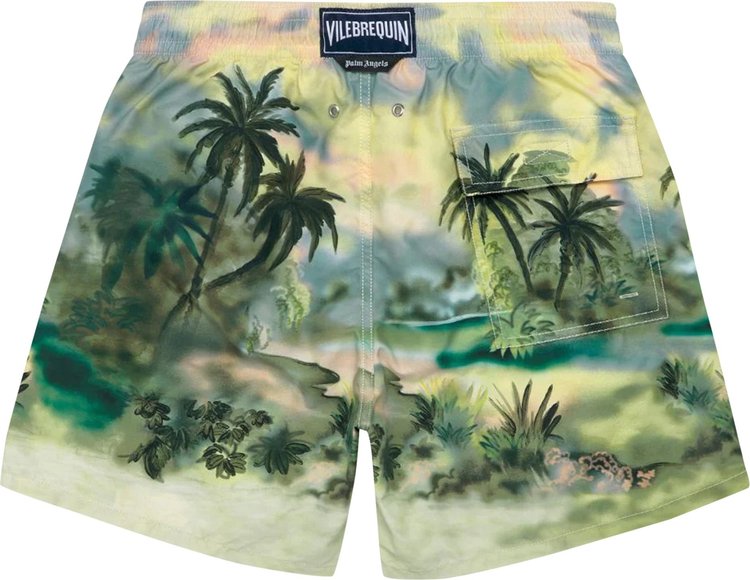 Palm Angels x Vilebrequin Palm Tree Scene Swimshorts Green