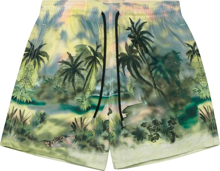 Palm Angels x Vilebrequin Palm Tree Scene Swimshorts Green