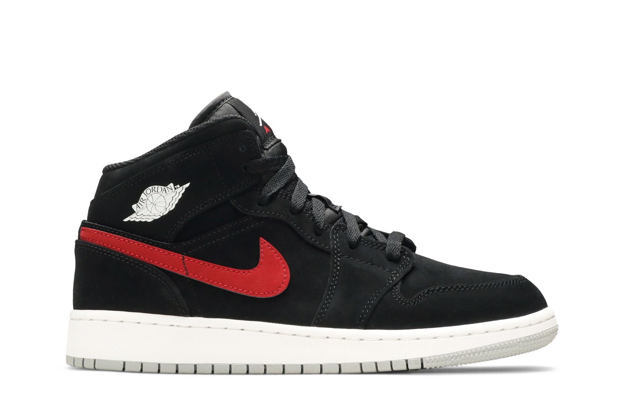 Air jordan 1 retro mid black university red 2025
