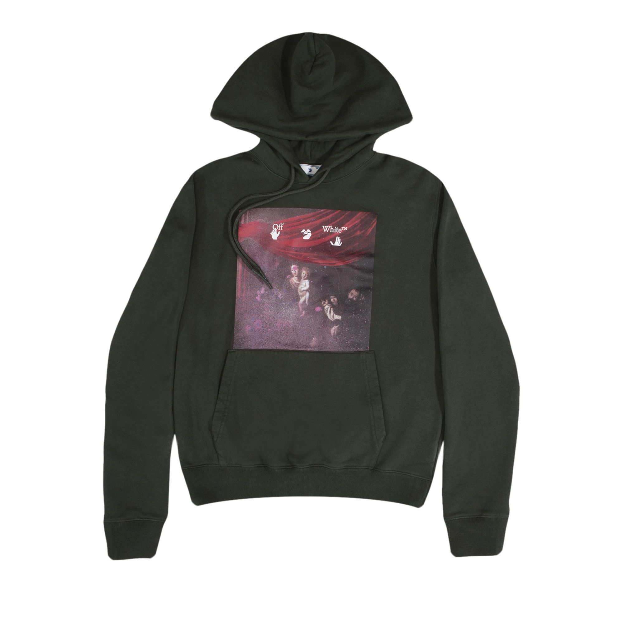 Buy Off White Sprayed Caravaggio Slim Hoodie Green White ombb034s21fle0075901 GOAT