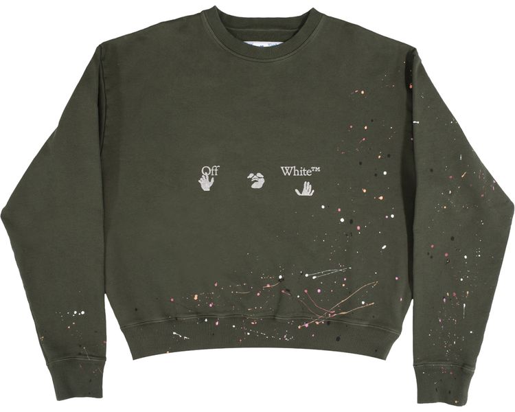 Off White Vintage Paint Over Crewneck Kombu Green