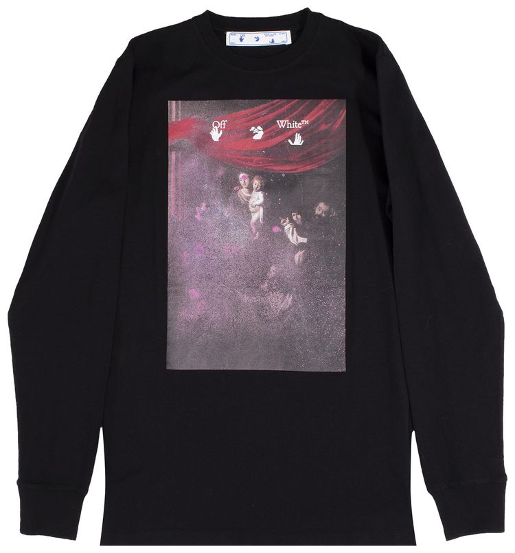Off White Sprayed Caravaggio Long Sleeve Tee BlackWhite