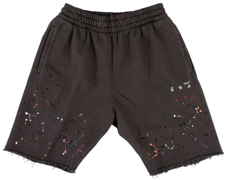 Off White Vintage Paint Sweatshorts Kombu GreenWhite