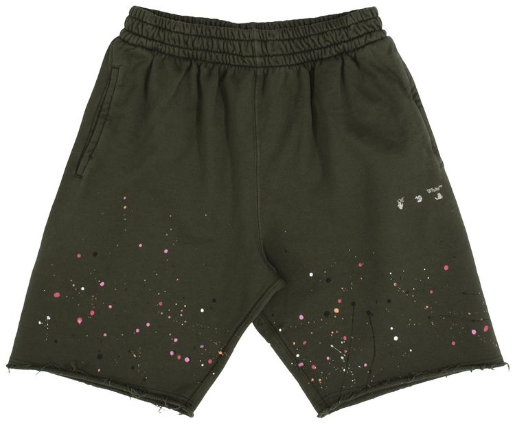 Off White Vintage Paint Sweatshorts Kombu GreenWhite