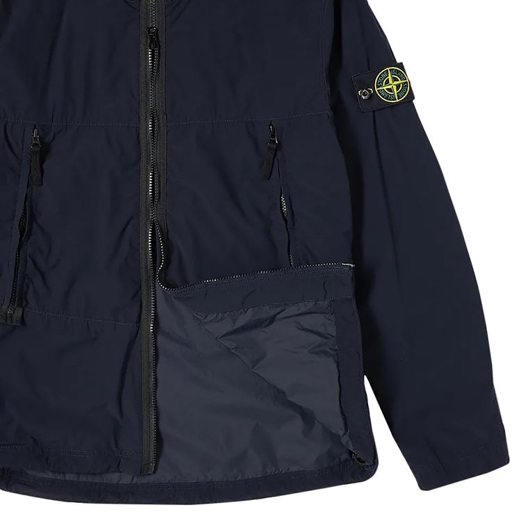 Stone Island Nylon Garment Dyed Hooded Jacket Navy Blue